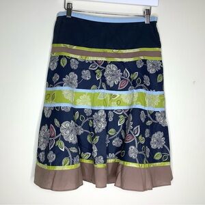 < BCBG Floral Striped Skirt Fairy Cottagecore >